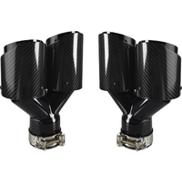 Car Carbon Fiber Glossy Muffler Tip Y Shape Double Exit Exhaust Pipe Mufflers Nozzle Decoration Universal Stainless Black