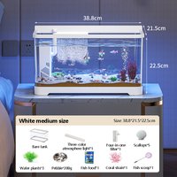 ABS Mini Fish Tank Betta Aquarium Starter Kits Mute Water Flow Filter Micro Landscape Fish Tank Office Desktop Decoration