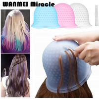 1set Silicone Highlighting Cap with Hook Needle Reusable Hair Dye Cap Set Barber Professional Hair Coloring Salon Hair Tools