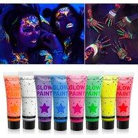 10ml Face Body Art Paint Set Neon Fluorescent Party Festival Halloween Cosplay Makeup Kids Face Paint 8 Colors UV Glow Painting