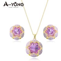 Italian Fashion Crystal Jewelry Set Irregular Gold Color Exquisite Necklace Earrings Bohemian Women Valentine's Antique Jewelrys