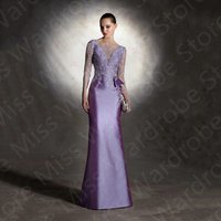 Modern Lace Mother Dresses Mermaid 2023 On Sale Long Sleeves of the Bride Gowns Back Out Wedding Party Bateau Neck