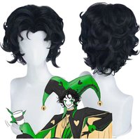 Game The Freak Circus Harlequin Cosplay Wig Men Black Short Hair Heat Resistant Synthetic Wigs Halloween Carnival Prop