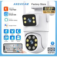 4K 8MP Tuya Dual Lens PTZ WIFI Camera Full HD Dual Screen Ai Human Auto Tracking Outdoor 4MP Security Video Surveillance Camera