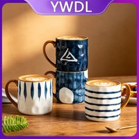 YWDL 400ml Ceramic Coffee Mug Heat-Resistant Breakfast Milk Oats Cup with Handgrip Japanese Style Home Drinkware Gift
