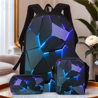 3pcs Large Capacity Oxford Cloth Backpack with Laptop Compartment, Built-In Pencil Case & Lunch Box - Lightweight School Bookbag
