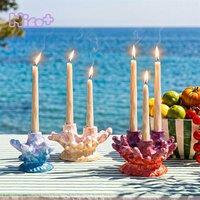 Azulmostaza × BN La Isla Bonita Coral Soft Light Candle Holder Concrete Silicone Molds DIY Taper Candle Holder Gypsum Mold