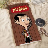 1pc M-Mr. Bean Cartoon Beach Towel Microfiber Soft Quick Dry Teddy Bear Print Bath Towel for Kids & Fans Swimming Outdoor