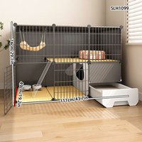 DIY Multi-Layer Cat Cage with Integrated Drawer-Style Cat Toilet, Indoor Cat Villa with Climbing Ladder, Expandable Pet Cat House Slh1100