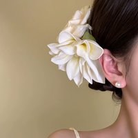 1PCMagnolia Tulle Hair Clip, Fairy Seaside Vacation Style Side Hair Barrettes, Elegant Floral Hair Accessories For Women Holiday