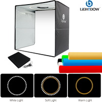 Lightdow Fotostudio-Leuchtkasten-Set, 120 LEDs, 6 Hintergründe für Fotografie, tragbar, faltbar, dimmbar, Fotobox, LED-Lichtraum