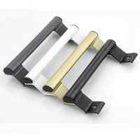 Punch-free Furniture Cabinet Handle Aluminium Alloy Sliding Barn Door Handle Pull And Flush Hardware Set Wood Door Drawer Handle