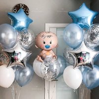Cute Boy Girl Baby Pacifiers Baby Full Moon Baptism Stars Birthday Foil Balloons Baby Shower Party Decor Celebration Supplies