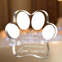 Acrylic Pet Memorial Plaque 2D Flat Animal Tribute Gift for Lost Dog Cat Paw Print