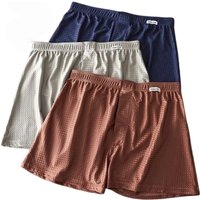 2 Pack Men's Ice Silk Boxers Mid-Rise Loose Fit Summer Cool Trendy Sheen Underwear Sleepwear Male Panties