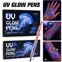 6/9 Pcs Dual Colors UV Fluorescent Markers Dual Tip Party Body Painting Decoration Quick-Drying Non-Toxic Dark Glow Pen Art Tool