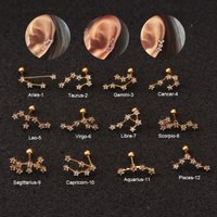 20G Constellation Theme Crystal CZ Stud Earrings, Hypoallergenic 316L Stainless Steel Cartilage Helix Conch Piercing Jewelry