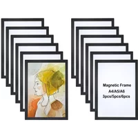 A4/A5/A6 Magnetic Soft Photo Frame Self Adhesive Reusable Black Gold Picture Frames Poster Display Holder for Wall Decoration