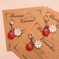 1pcs Alloy Red Ladybug Daisy Charms Pendant With Lobster Clasp Keychain For DIY Bag Keychain Pendant Jewelry And Accessories