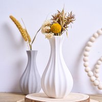 Stripe Fine Neck Mouth Vase Silicone Mold Simple Ceramic Concrete Flower Arrangement Container Molds DIY Home Decor Ornament