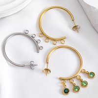 5pairs Stainless Steel Earrings Accessories Base Earring Hook With Four Holes Women French Earring Settings DIY Jewelry Findings