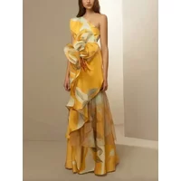Elegant Banquet Temperament Summer New French Retro High-end Fashion Long Sleeveless Temperament Waist Cinching Casual Print Dia