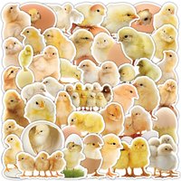 50/100PCS Realistic Yellow Chicken Stickers Cartoon Animals Cute Chickens Creative Stationery Reward Stickers