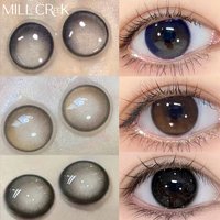 MILL CREEK 2Pcs Natural Eyes Contact Lenses with Myopia Prescription Blue Colored Lenses Black Lenses Beauty Pupil Makeup Yearly