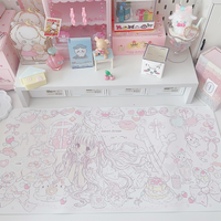 Japanese Tea Party Girl Waterproof Anti slip Leather Mouse Pad Computer Table Mat Desk Pad Customization Office Dormitory Mat