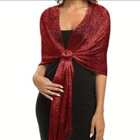 Gold Silver Thread Beach Play Flat Scarf Tassel Dinner Party Dance Wedding Clothing Accessories