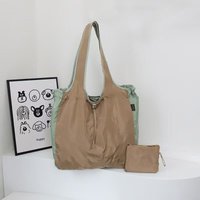 Foldable Reusable Drawstring Design Handbag Waterproof High Capacity Shopping Bag Storage Bags Nylon Travel Grocery Bag