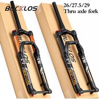 BUCKLOS Bicycle Air Fork 26 27.5 29 Mtb Suspension Fork 1-1/8‘’ Tapered/Straight Tube Bike Forks with Thru Axle Bicycle Part