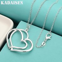 40-70CM 925 Sterling Silver Romantic Heart Pendant Necklace For Women Fashion Lovely Jewelry Wedding Party Holiday Gifts