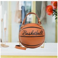 Basketball Shaped Crossbody Bag Clutch Fashion Zipper PU Shoulder Bag for Work