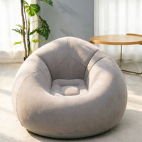 Portable Inflatable Round Lazy Sofa Soft Air Lounge Chair Indoor Outdoor Camping Bean Bag for Bedroom Patio Backyard Relax Seat