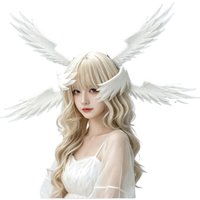 Engelsflügel-Stirnband mit Kunstfedern – Kostüm für Cosplay als gefallener Engel, Schwarz, Weiß, Rot – Haaraccessoire für Halloween-Partys, für Damen.