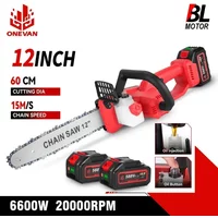ONEVAN 12Inch 6600W Brushless Electric Chainsaw With Oiler Cordless Garden Woodworking Cutter Tool For Makita 18V Battery Pin
