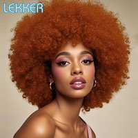 Lekker Colored 100% Human Hair Wigs Afro Kinky Wave Curly Bob For Women Brazilian Remy Hair Full Machine Made Glueless Clearance