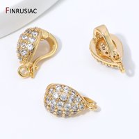 14K Gold Plated Brass With Zircon Hinged Necklace Enhancer,Pendant Bail Clasps Connector For DIY Jewelry Making Accessories