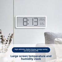 Kangbasi Electronic Wall Clock with Temperature Humidity Monitor Large Display Silent Operation for Home Living Room