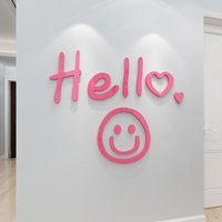 Hello English Letter Wall Sticker Acrylic Glossy Material Self-adhesive Cute Wallpaper Decorate House Wall Decoration Layout