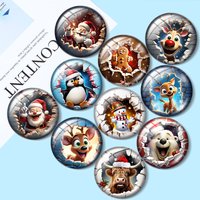 Christmas Elk Penguin Santa Claus 12mm/18mm/20mm/25mm Round photo glass cabochon demo flat back Making findings