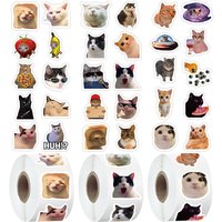 500Pcs/Roll Internet Famous Cat Roll Stickers Cute DIY Handbook Stationery Stickers for Water Bottle Suitcase Laptop Decor