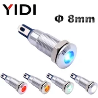 Customized 8mm Waterproof Metal Indicator Light Red Green Blue LED Chrome Warning Signal Lamp Pilot Light 3V 6V 12V 24V 220V