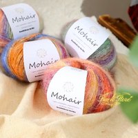 25g Gradient Mohair Soft Cotton Yarn DIY Crochet Hand Knitting Yarn Segment Dyed Wool Yarn for Baby Sweater Hat Scarf Knitting