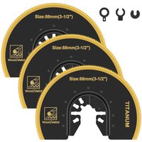 3Pcs Oscillating Saw Blades Bi-metal Titanium Coated Multitool Blades Semicircular Oscillating Blades for Wood Plastic Cutting