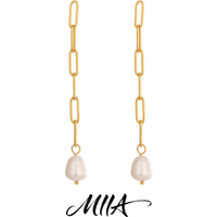 Miia Fashion Sweet irregular Natural Pearl Earrings Jewelry Stainless Steel 18k Gold Plated Drop Down Earrings For Women Girls