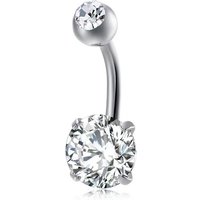 14G CZ Belly Button Rings, Surgical Stainless Steel Round Cubic Zirconia Navel Barbell Curved Navel Barbell Piercing Jewelry