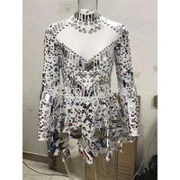Bestselling Mirror Party Evening Dress Women Long Sleeve Stretch Mini Dress Party Prom Women's Celebrate Dress Stage Costumes