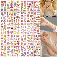 30pcs Cartoon Tattoo Stickers Desserts Donuts Fruit Strawberries Fake Tattoo Waterproof Temporary Tattoos For Party Body Decor